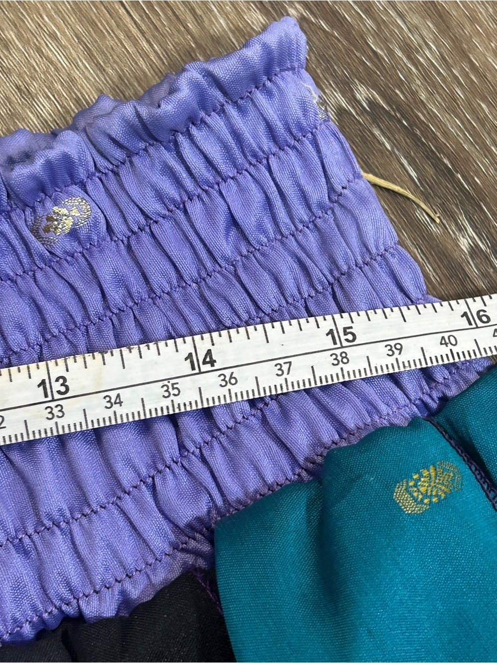 100% Silk Sari Handmade Handkerchief Skirt Boho Smocked Pixie Fairy Peacock⁠ - Picture 7 of 12